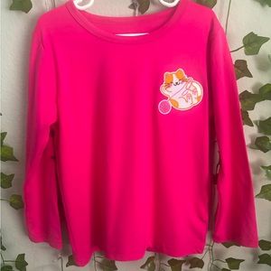 "Whiskers & Yarn: Custom Hot Pink Little Girls Long Sleeve Shirt"